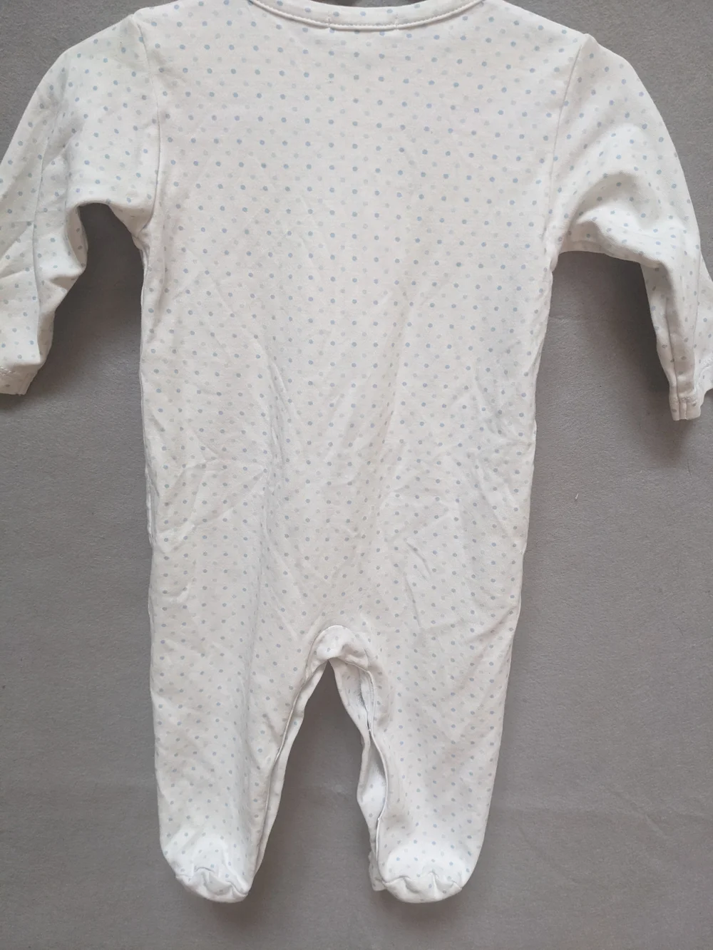 Kissy Kissy White Footed One-Piece with Tiny Blue Dot Print